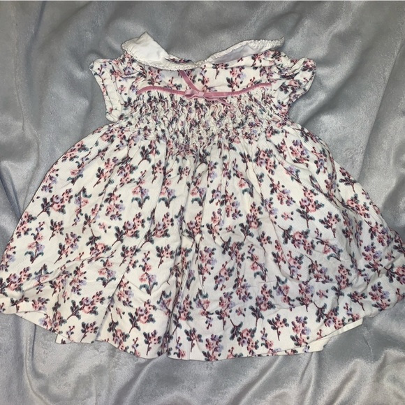 First impressions vintage corduroy Floral Pink White 6 months Dress Peter Pan - Picture 2 of 7